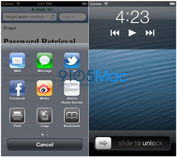 Posible interface del iPhone 5 - Compartir y bloqueo Posible interface del iPhone 5 - Compartir y bloqueo