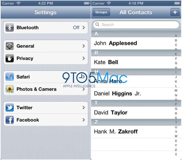 Posible interface del iPhone 5 - Configuración Posible interface del iPhone 5 - Configuración