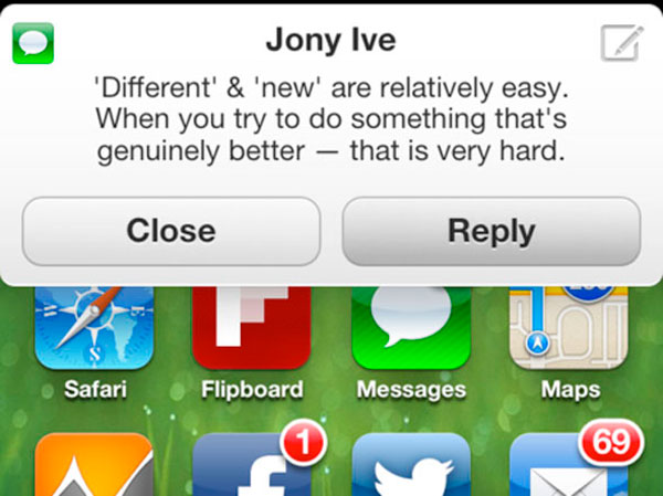 Concepto de Notificación de iOS tira con respuestas