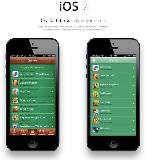 Interfaz Crystal iOS 7