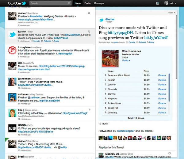 Integración de iTunes con Twitter